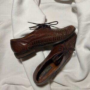 Vintage Sesto Meucci Brown Leather Woven Women's Flats